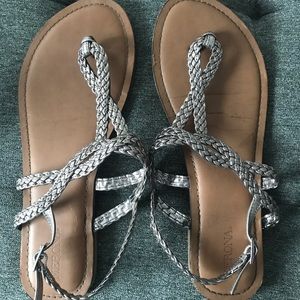 Silver Braided Strapy Sandals